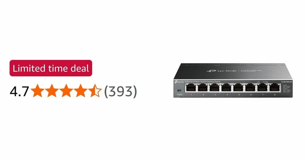 Amazon.com: TP-Link TL-SG108S-M2 8-Port 2.5G Multi-Gigabit Unmanaged Switch - $90