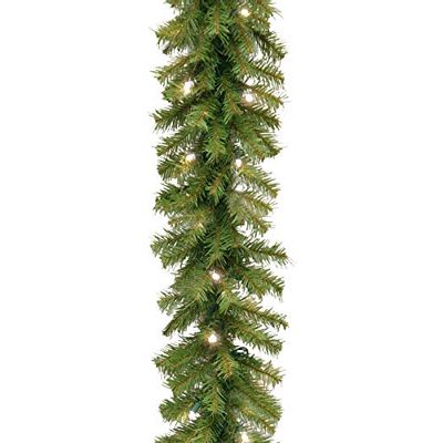 National Tree 9 Foot by 10 Inch Norwood Fir Garland with 50 Battery Operated Warm White LED Lights (NF3-308-9A-B)