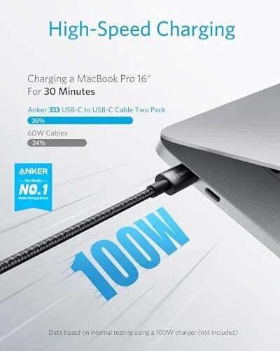 Amazon.ca: Anker 2 Pack USB-C to USB-C Cable (6 ft), 100W Fast Charging for iPhone 17/16, MacBook Pro, Pixel & More $15.99