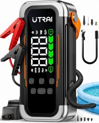 Amazon.ca: 6000A Car Battery Booster Jump Starter with Air Compressor - $78（was$130）