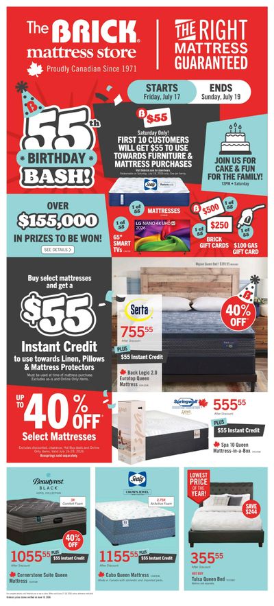 The Brick Mattress Store Flyer July 16 to 29