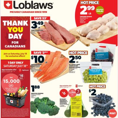 Loblaws Ontario Thank You Day July 18th: Get 15,000 PC Optimum Points When You Spend $150 on Almost Everything