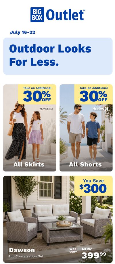 Big Box Outlet Store Flyer July 16 to 22