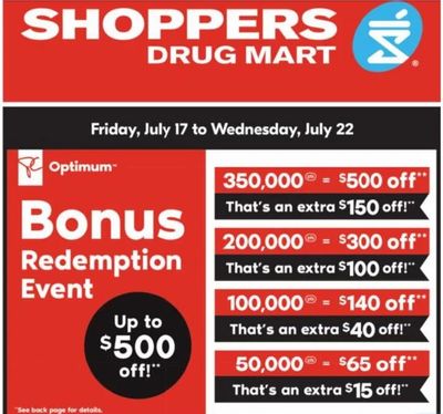 Shoppers Drug Mart: Bonus Redemption Event (July 17 - 22)