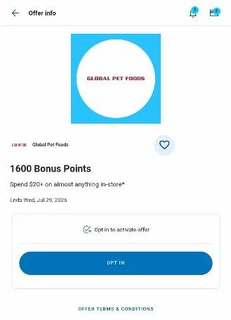 Blue Rewards: Earn 1600 Points ($10.66) with $20+ Spend (YMMV?) at Global Pet Foods