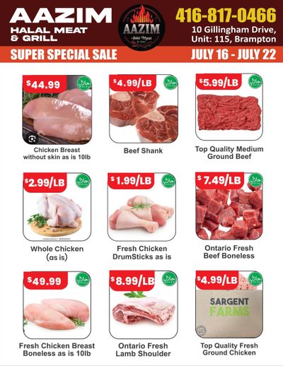 Aazim Halal Meat & Grill Flyer July 16 to 22