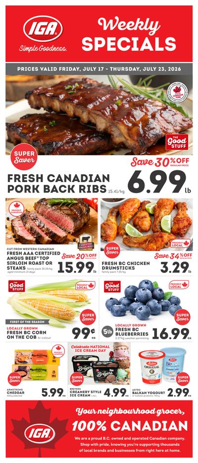 IGA Stores of BC Flyer July 17 to 23