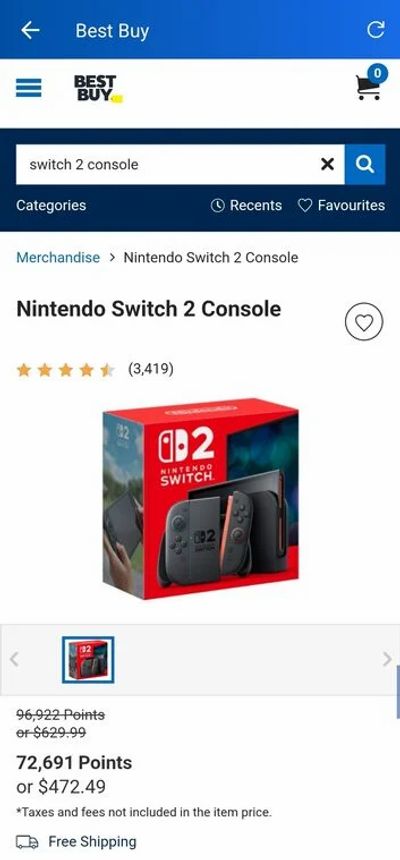 Best Buy: Nintendo Switch 2 - $472.49 **RBC Avion only**