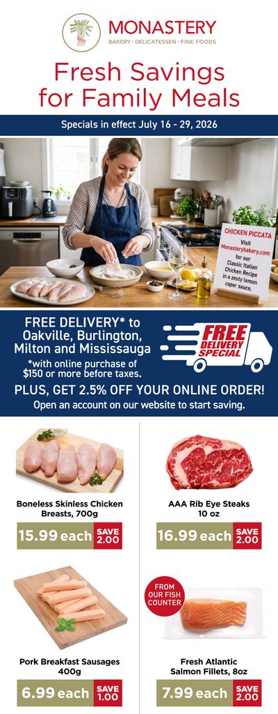 Monastery Bakery Flyer July 16 to 29