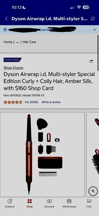 Costco: Dyson Airwrap i.d. Multi-styler Special Edition Curly + Coily Hair, Amber Silk, with $160 Costco Shop Card
