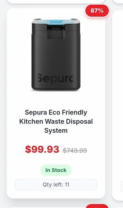 Canadian Tire: Sepura Eco Friendly Kitchen Waste Disposal System 87% off