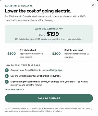 Neocharge Smart Splitter (for 2 EV charging with 1 NEMA 14-50 outlet) $199 after discount & rebate w/ free shipping