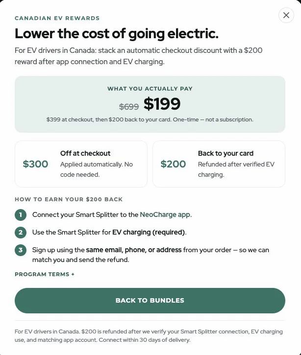 Neocharge Smart Splitter (for 2 EV charging with 1 NEMA 14-50 outlet) $199 after discount & rebate w/ free shipping