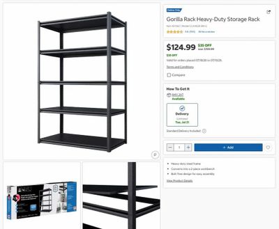 Costco - Proslat Bin Warehouse Tote Rack - $119.99 ($30 off) | Gorilla Rack Storage Rack - $124.99 ($35 off)