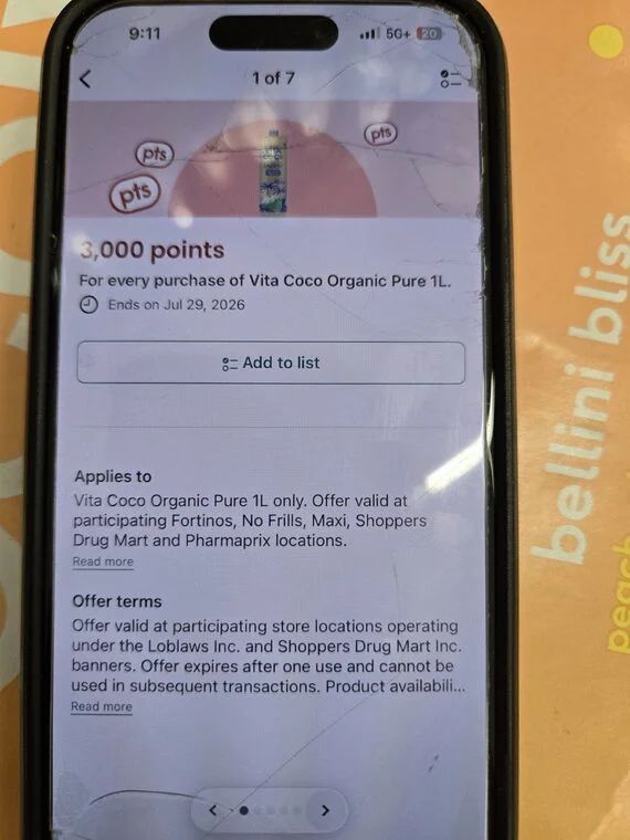 Shoppers Drug Mart: Vita Coco Organic Pure 1 Liter Coconut Water $2.99 + 3000 PC Points. YMMV!