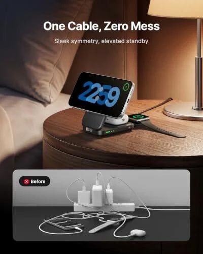 Amazon.ca: INIU 3 in 1 Qi2 Certified 15W Wireless MagSafe Charging Station $25.26