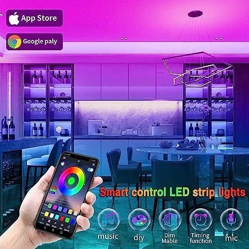 Amazon.ca: Smart LED Strip 100ft(2 Rolls of 50ft) - $14.84