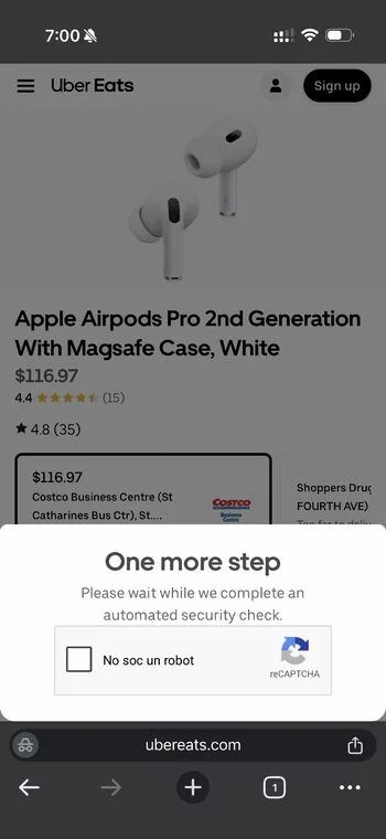 Costco: YMMV: Uber Eats (Costco) Apple Airpods Pro 2nd Generation With Magsafe Case, White $116.67 ($106.67 for members)