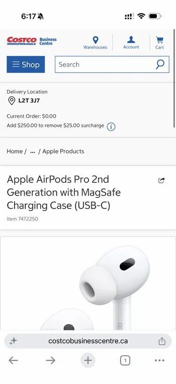 Costco: YMMV: Uber Eats (Costco) Apple Airpods Pro 2nd Generation With Magsafe Case, White $116.67 ($106.67 for members)