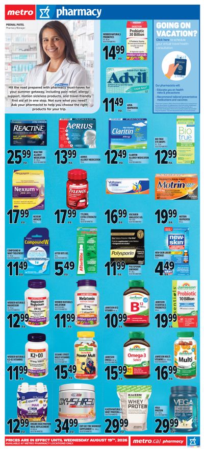 Metro (ON) Pharmacy Flyer July 23 to August 19