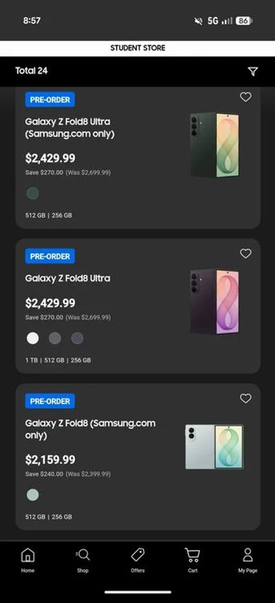 Samsung Fold 8 and Fold 8 Ultra Pre order
