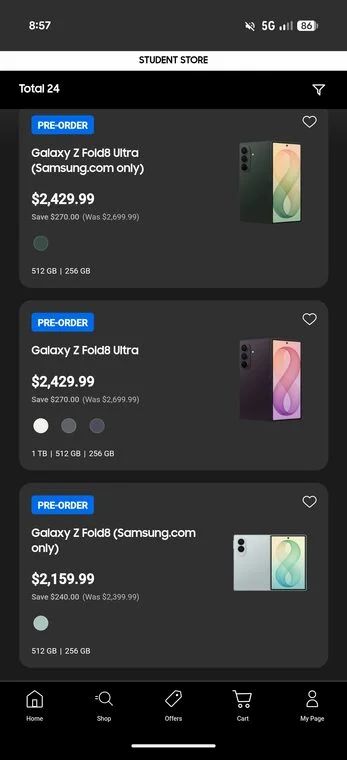 Samsung Fold 8 and Fold 8 Ultra Pre order