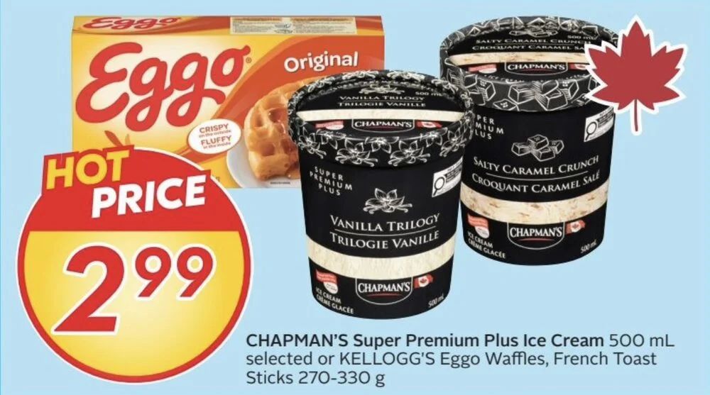 Sobeys: Ontario Yellow Corn $.25/ea, Chapman's Super Premium Plus Ice Cream $2.99 July 23-29, 2026