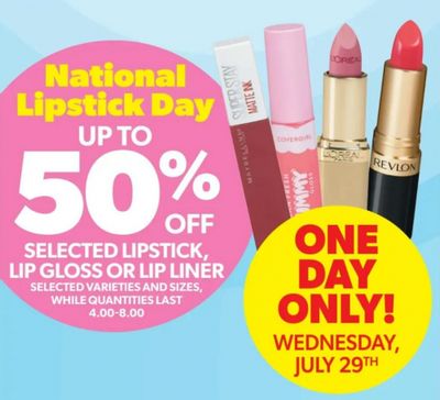 Real Canadian Superstore Ontario: National Lipstick Day up to 50% off July 29th + Flyer Deals