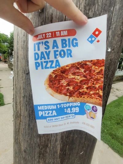 Domino's Pizza: Medium 1 Topping Pizza Today Only *** Kipling & Bloor location***