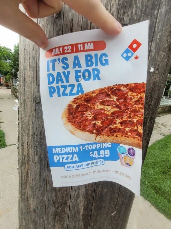 Domino's Pizza: Medium 1 Topping Pizza Today Only *** Kipling & Bloor location***