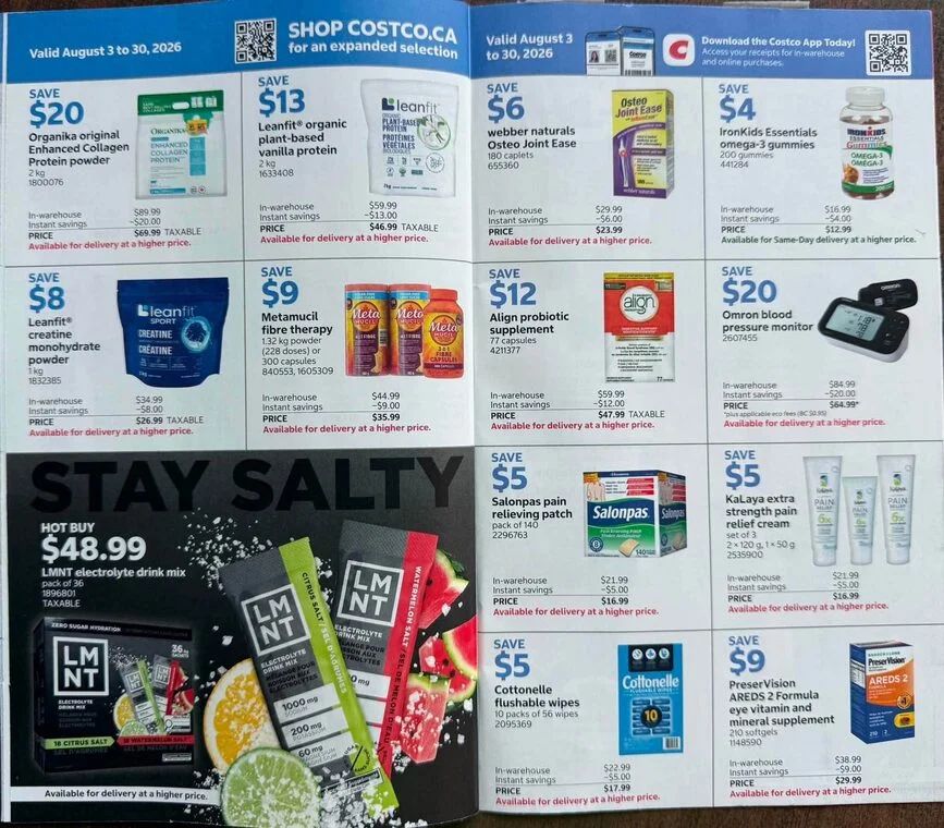 Costco: Instant Savings Flyer - August 3 - 16, August 3 - 30, August 17 - 30