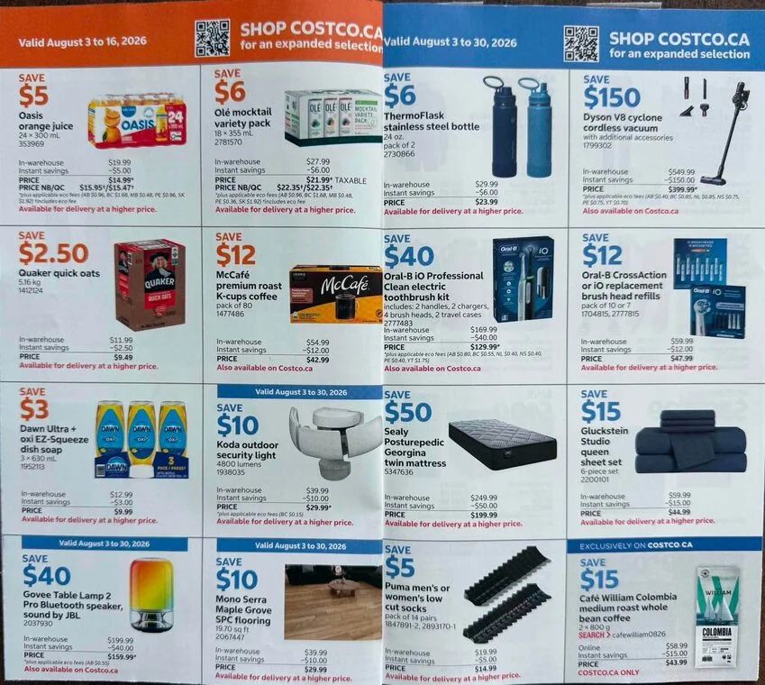 Costco: Instant Savings Flyer - August 3 - 16, August 3 - 30, August 17 - 30
