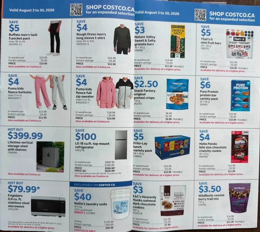 Costco: Instant Savings Flyer - August 3 - 16, August 3 - 30, August 17 - 30