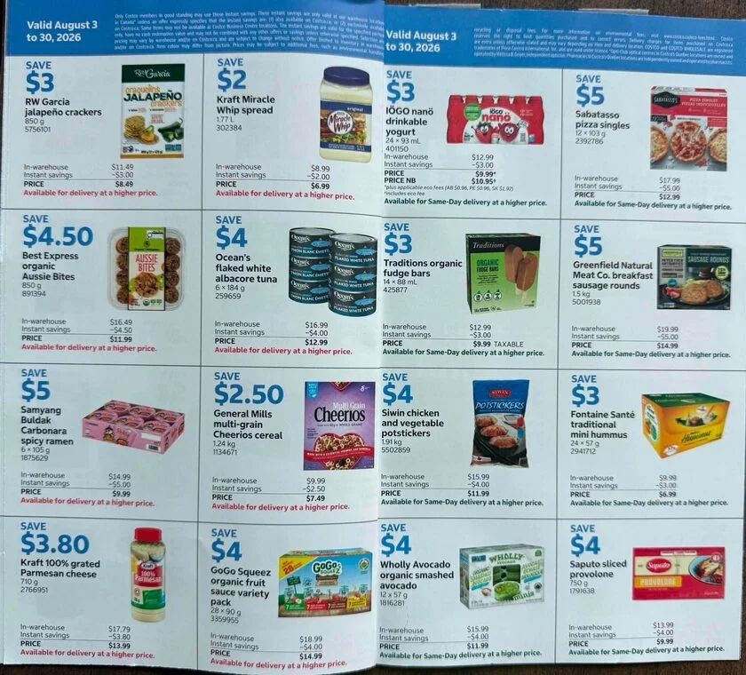 Costco: Instant Savings Flyer - August 3 - 16, August 3 - 30, August 17 - 30