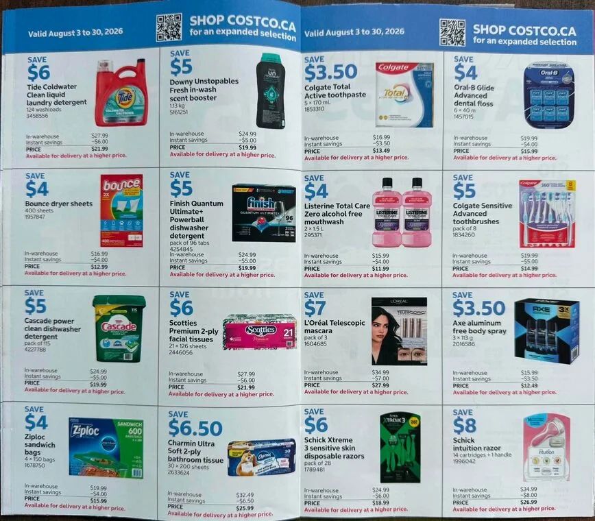 Costco: Instant Savings Flyer - August 3 - 16, August 3 - 30, August 17 - 30