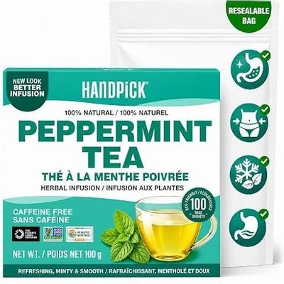 Amazon.ca: HANDPICK Peppermint Tea Bags (100 Herbal Tea Bags) $10.54 w/ S&S