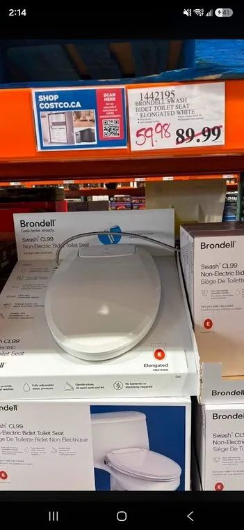 Costco: Brondell CL99 non-electric bidet toilet seat $59.98 (in store)