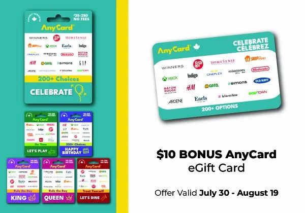Walmart: Buy $50 or more AnyCard GC and get bonus $10 AnyCard eGC (Jul 30 - Aug 19)