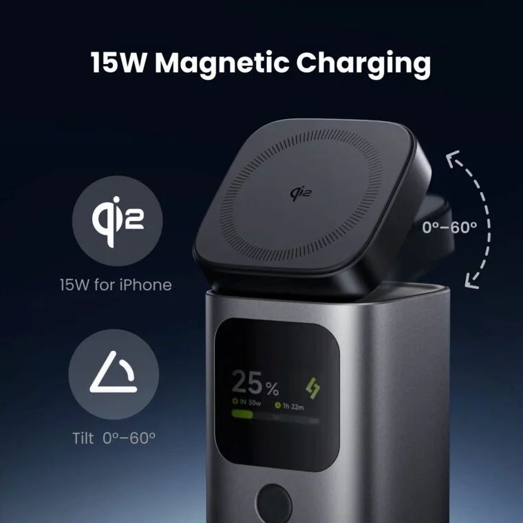SHARGE: StandMag 15000 Power Bank (115W, Qi2, 3 Ports) $29.9 USD