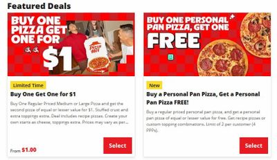 Pizza Hut: BOGO free Personal Pizza or BOGO $1 medium or large YMMV
