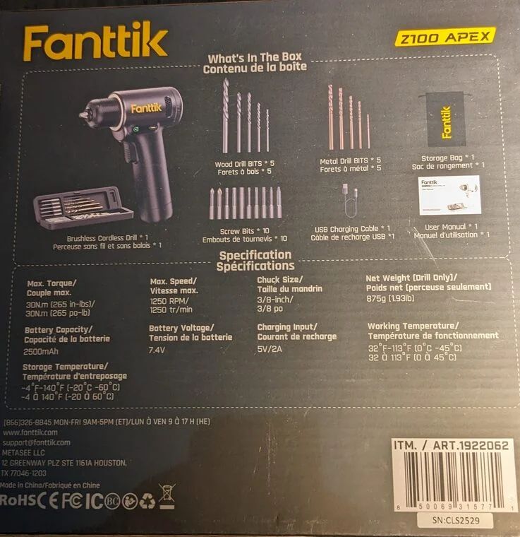 Costco: Fantik Z100 Apex Cordless Drill $49.97