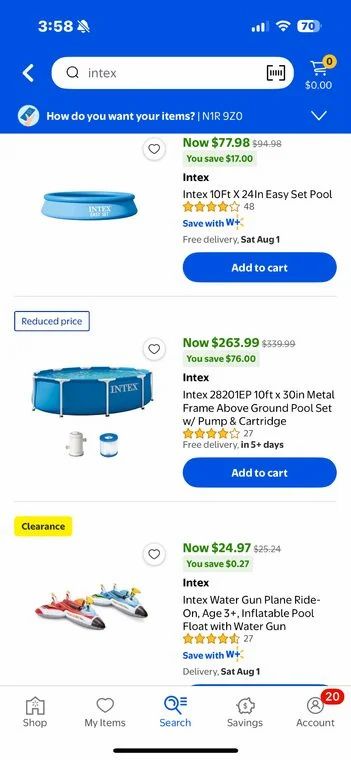 Walmart: INTEX clearance sale Walmart