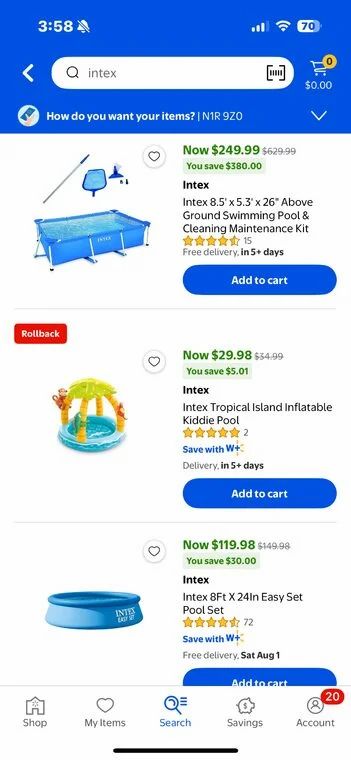 Walmart: INTEX clearance sale Walmart