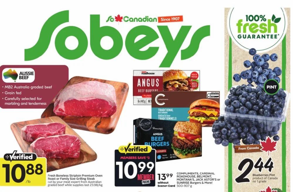 Sobeys: Frozen Burgers (Complliments, Cardinal Roadhouse, Belmont, Jack Astors, Montanas) - $10.99 for Scene Members
