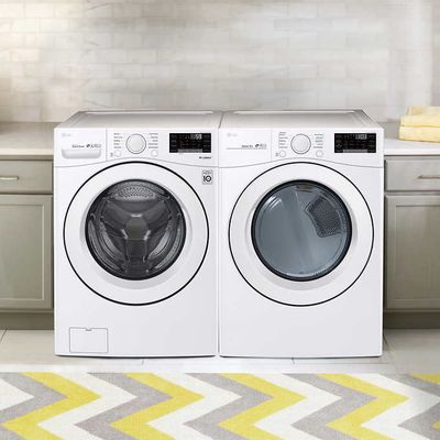 LG 2-piece Laundry Suite 5.2 cu.ft White Front Load Washer on Sale for $1,494.99 at Costco Wholesale Canada