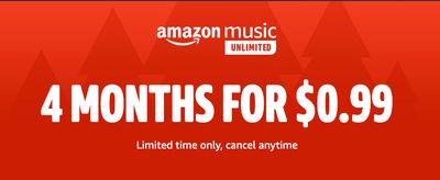 Amazon Canada Deals: Get Four Months of Amazon Music Unlimited for $0.99!