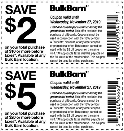Bulk Barn Canada Pre Black Friday Coupons and Flyer: Save $2 to $5 Off Your Purchase with Coupons + 25% off Select Items
