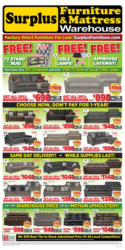 Surplus Furniture & Mattress Warehouse (St. Catharines) Flyer June 30 to July 27