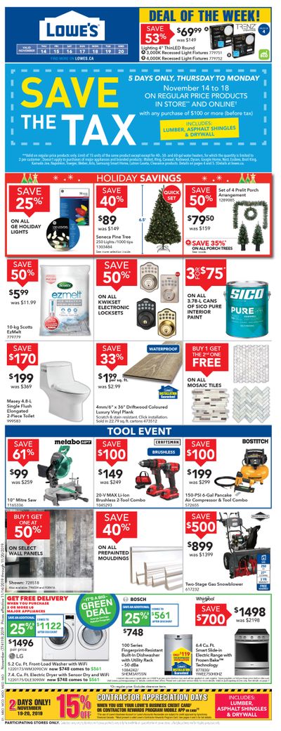 Lowe's Flyer November 14 to 20