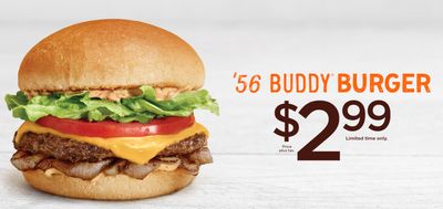 A&W Canada ’56 Buddy Burger for $2.99 + FREE Root Beer with Any Purchase.